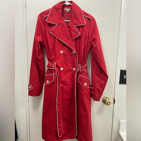 dick and jayne Jackets & Blazers - Dick and Jayne Los Angeles button up vintage red trenchcoat women’s size small